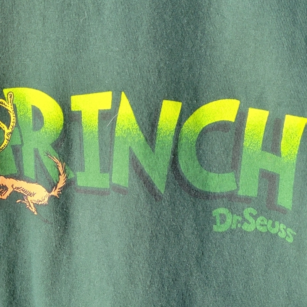 Vintage AAA Dr Seuss 2001 T shirt THE GRINCH Graphic Large Green Short Sleeve - Picture 7 of 10